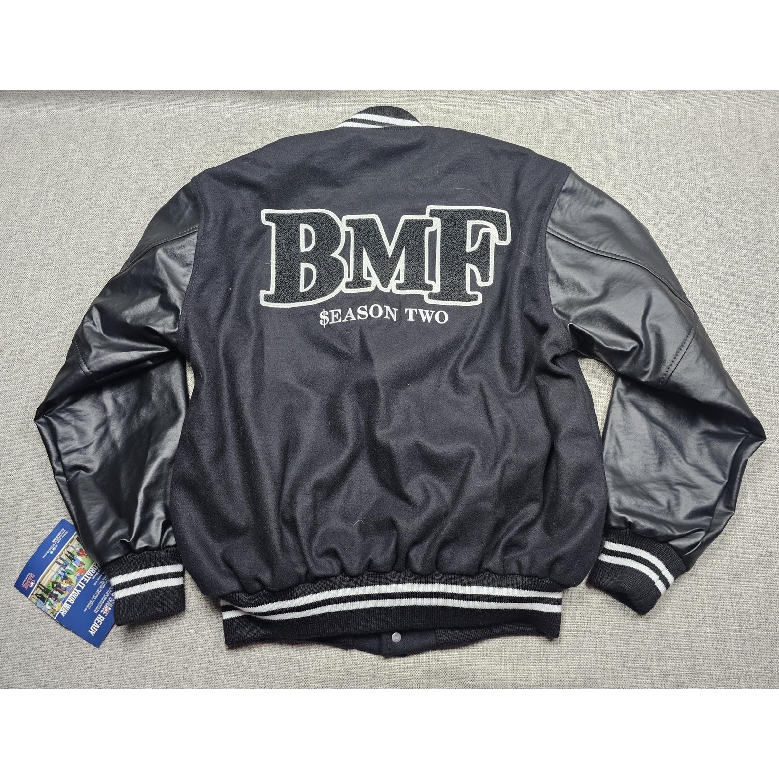 Bmf Black Mafia Family Jacket Mens Medium Leather Wool Varsity Cast Crew